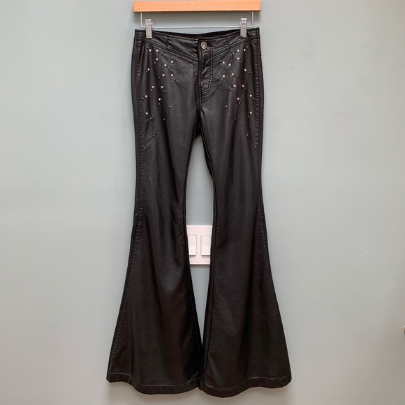 FP Moonchild Vegan Faux Leather bell bottom pants - Picture 4 of 12